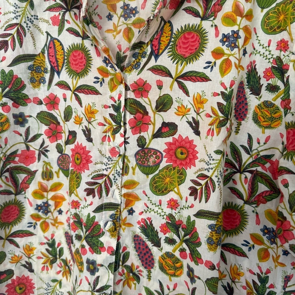 Aijou cotton floral cotton core farm house blouse size L - Picture 4 of 6
